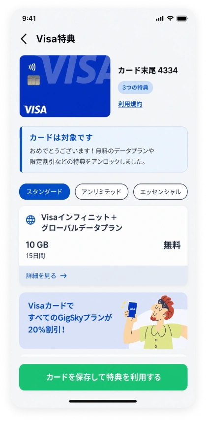 View eligible Visa benefits