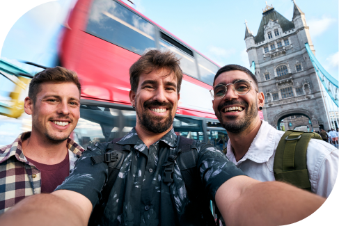 Three friends taking a selfie in London