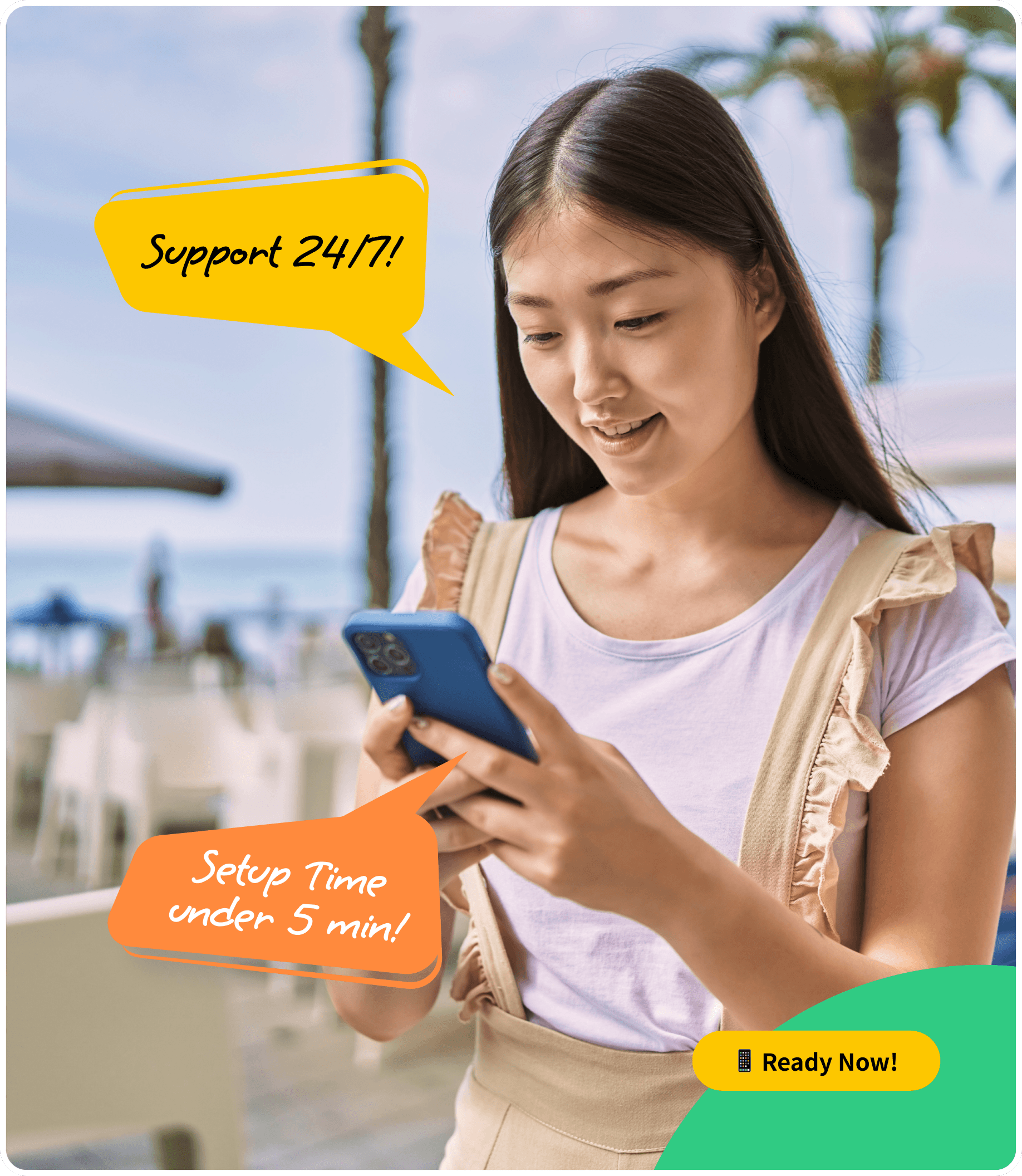 Visa Hong Kong cardholder holding a phone with GigSky app