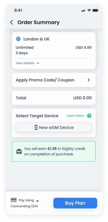 Checkout complimentary Visa plan