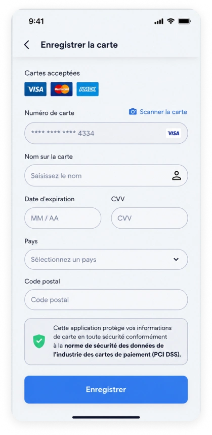 Enter Visa account details