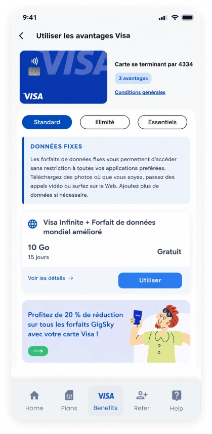 Select a Visa benefit