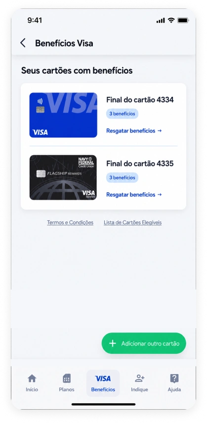 Redeem benefits from a Visa card