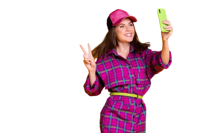 Woman taking a selfie with her phone