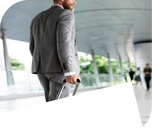 Business traveler walking through an airport