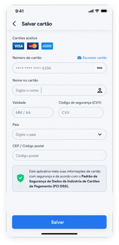 Enter Visa account details
