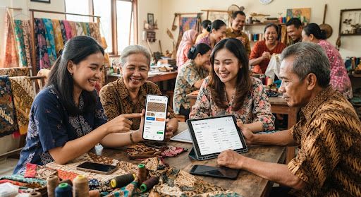 Sesi pelatihan pemasaran digital bersama perajin batik