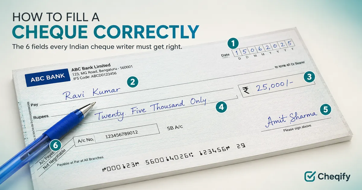 How to fill a Cheque correctly — A field-by-field guide for India (2026 ...
