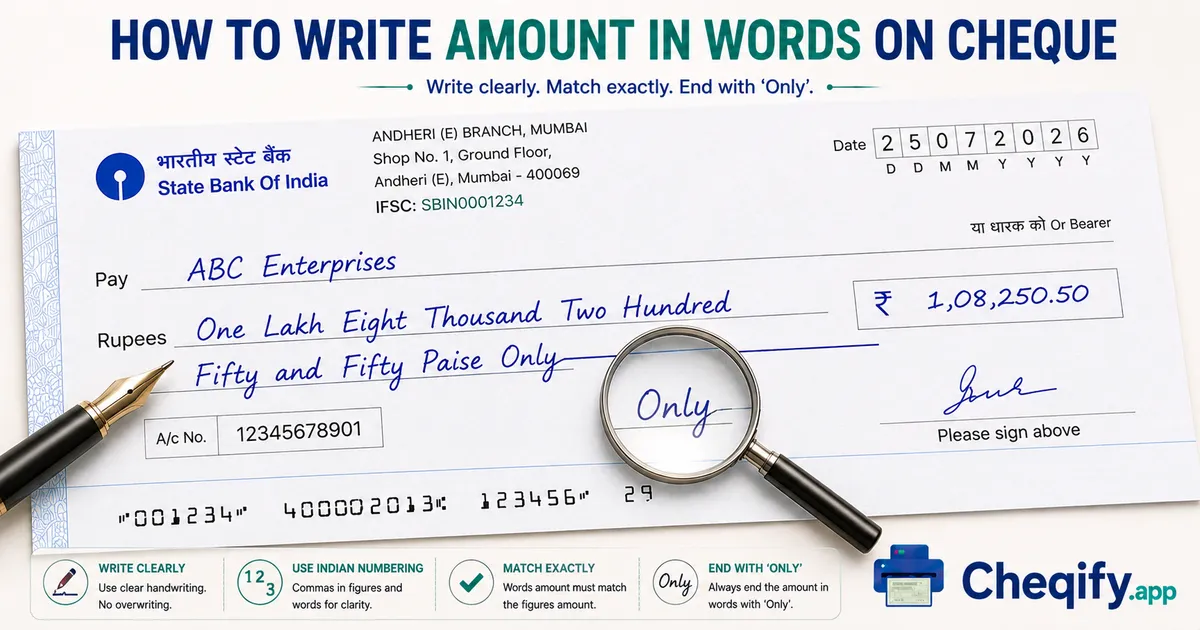 Sample Call Algorithm How to write the amount in words on a cheque — rules + examples (2026 ...