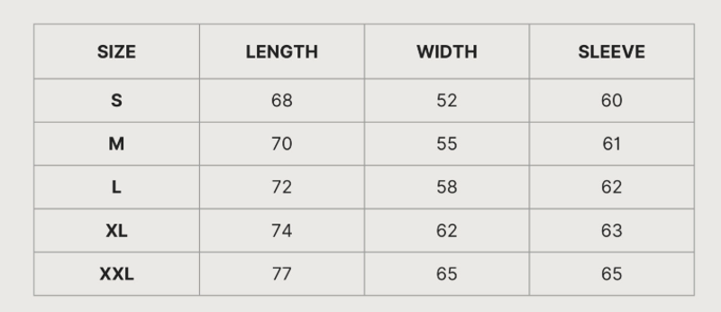 Size chart