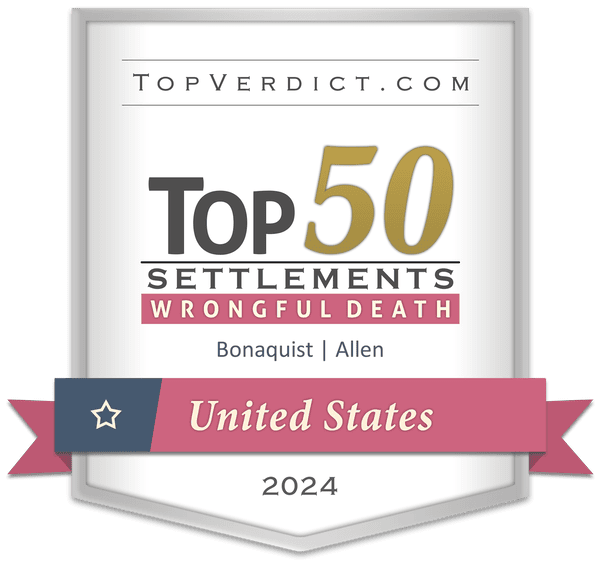 Top Verdict Top 50 Settlements, Wrongful Death, United States 2024