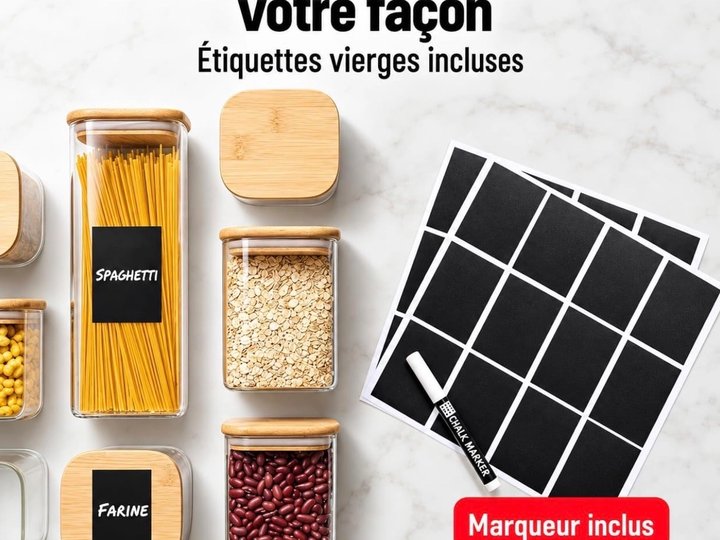 Image de bocaux étiquettes et marqueur