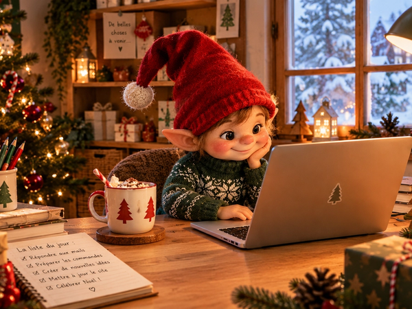 Lutin de Noël au travail