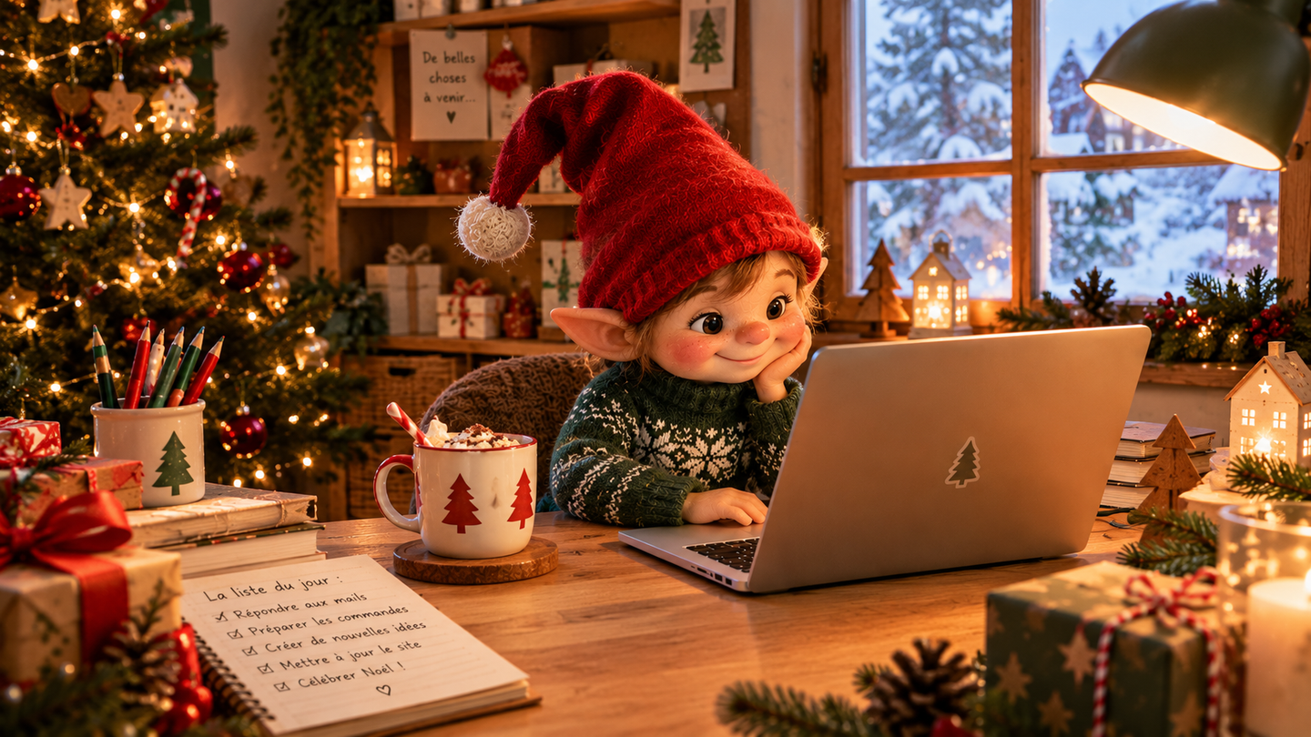 Lutin de Noël au travail