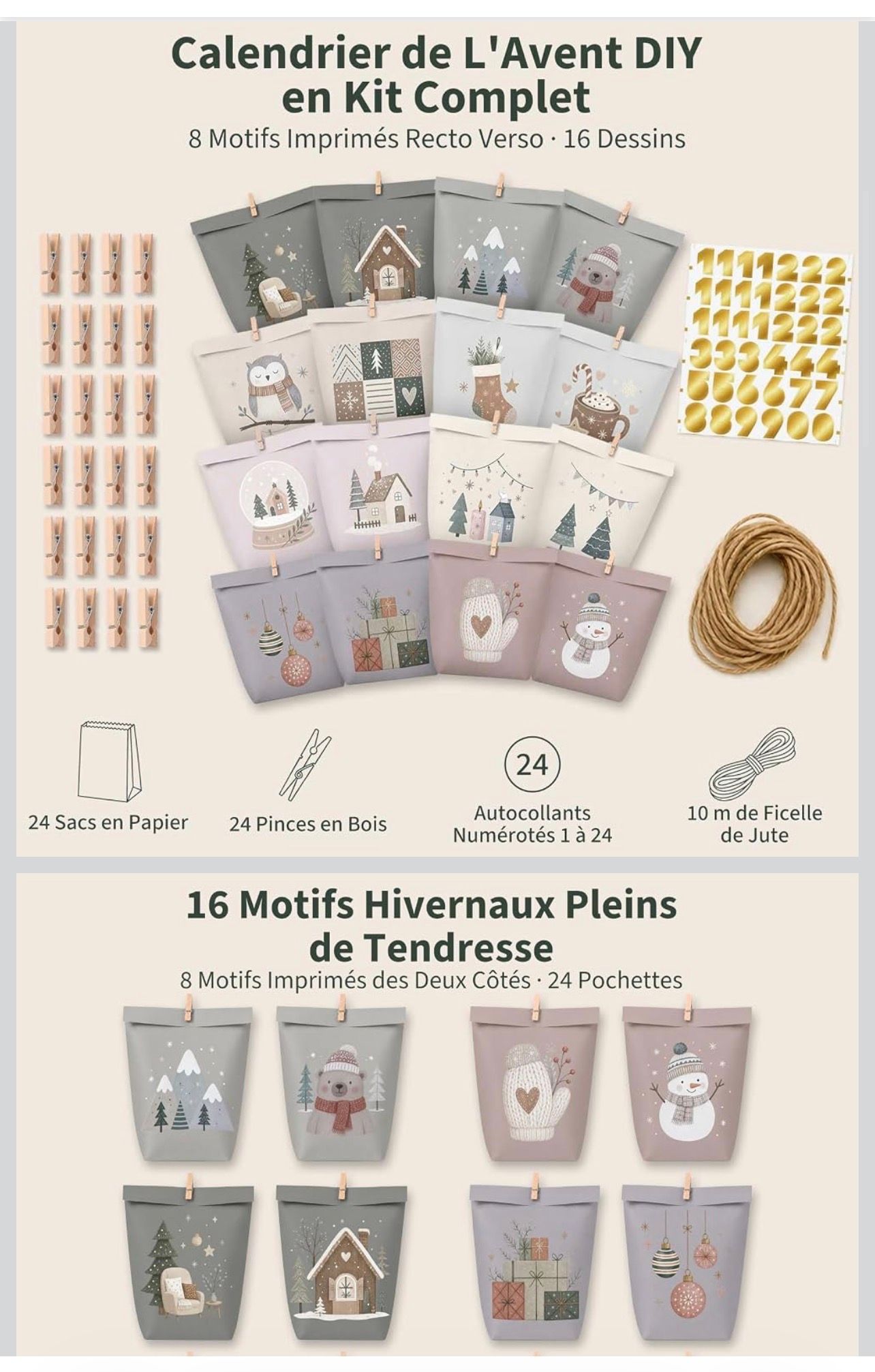 Kit de pochettes pour calendrier de l’avent