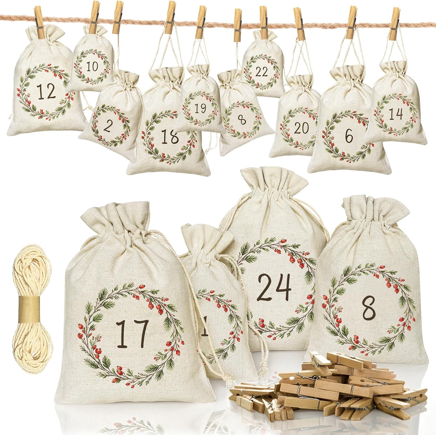 sachets en tissu numérotées