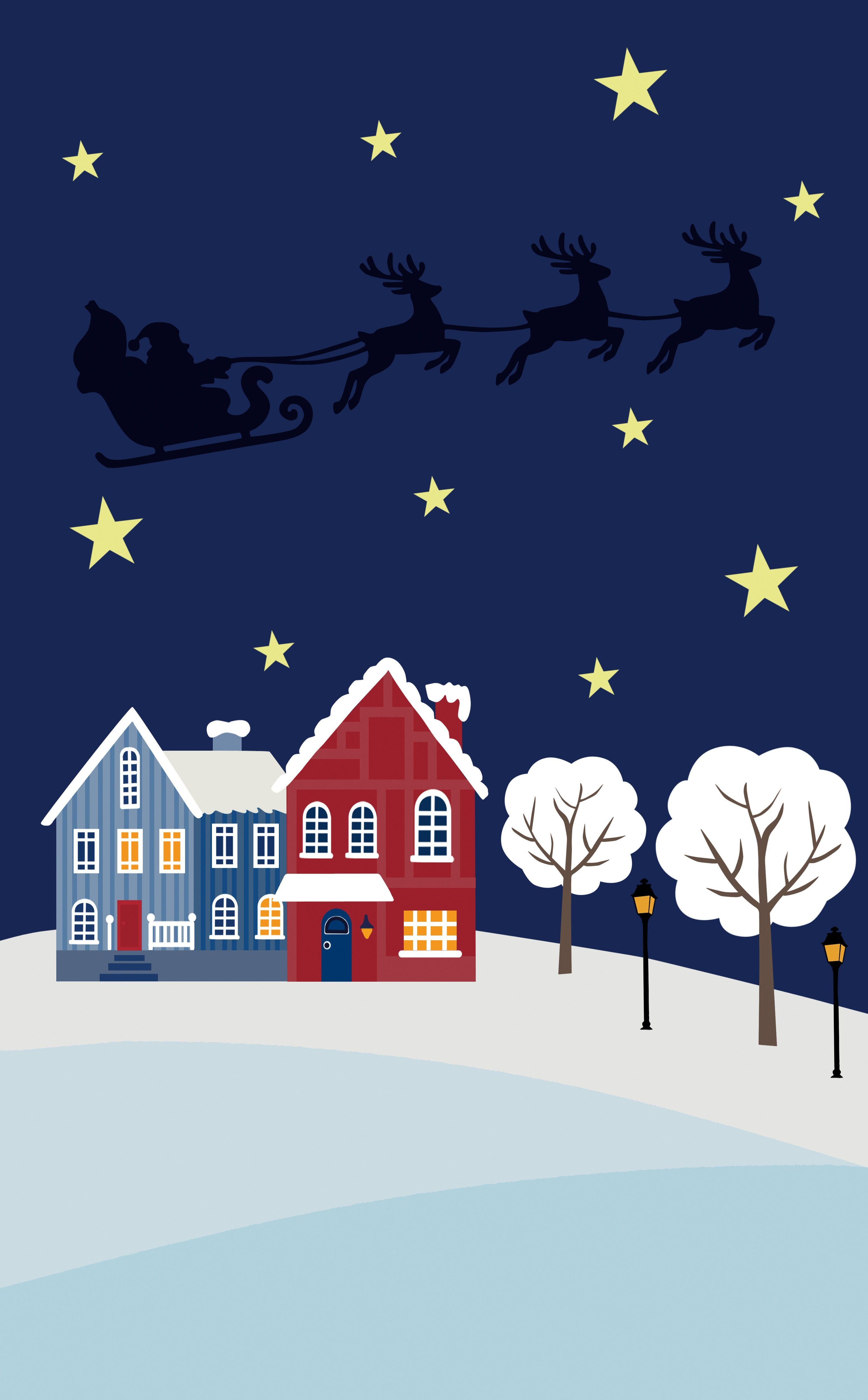 Image du pere noel volant la nuit