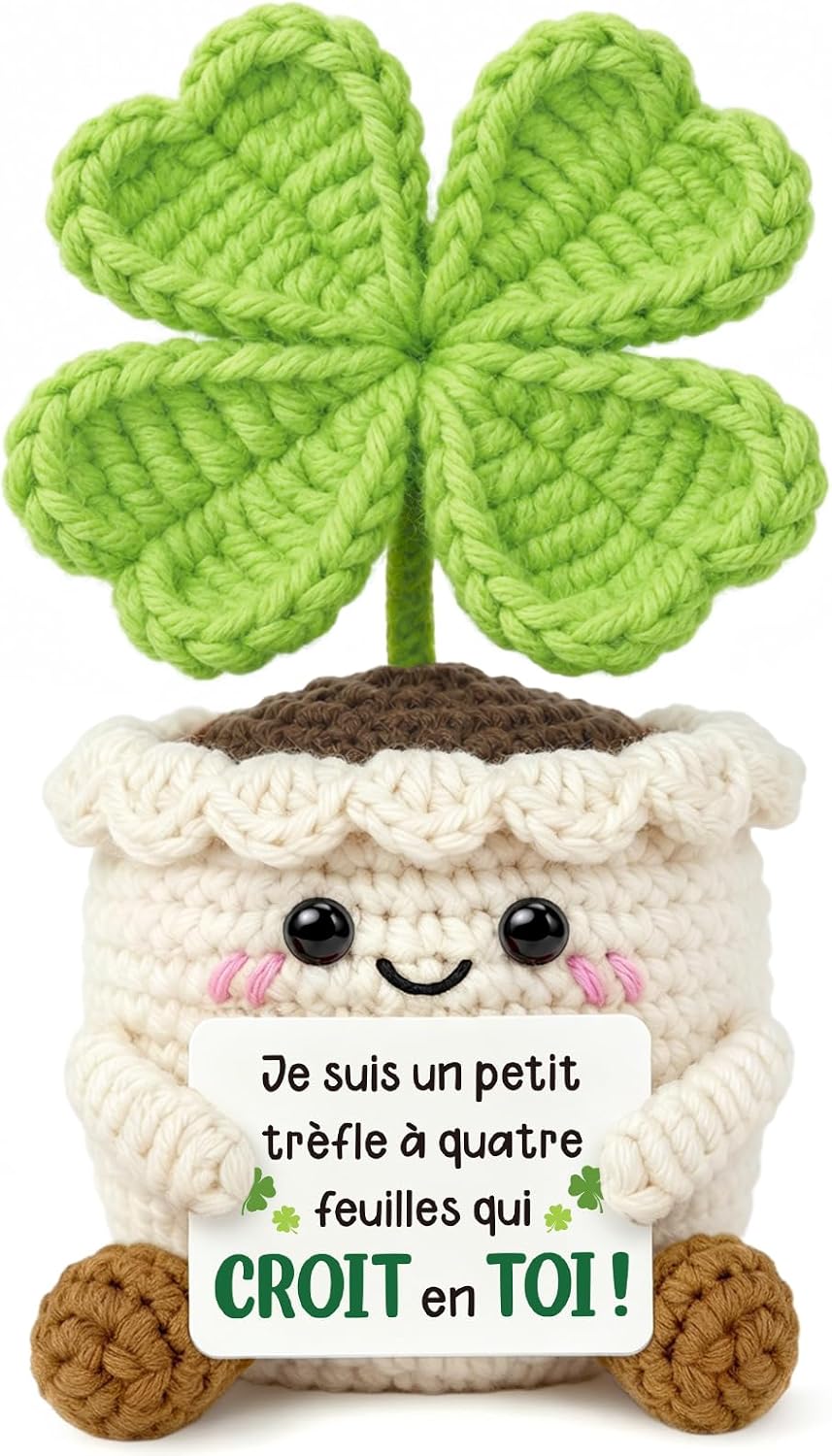 Trèfle à quatre feuille avec message positif