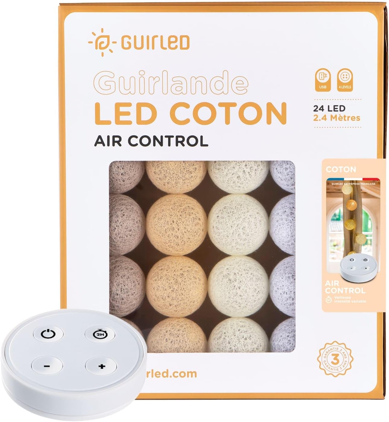 Guirlande led coton coloré