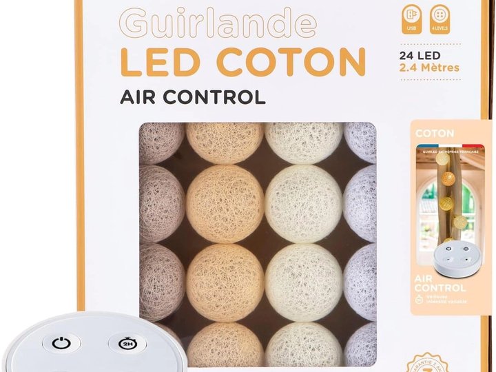 Guirlande led coton coloré