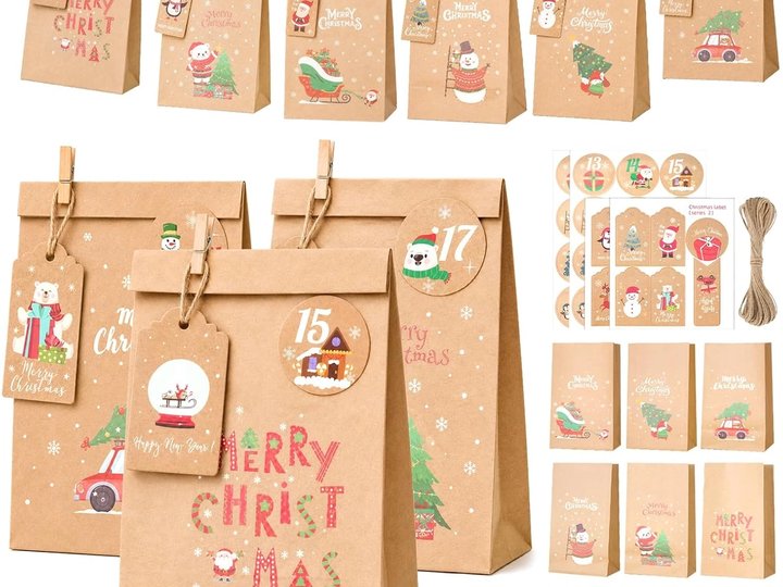 pochettes en kraft calendrier de l'avent