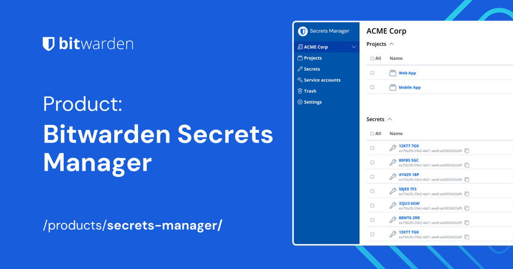 image of Bitwarden Secrets Manager image of Bitwarden Secrets Manager