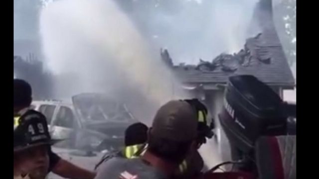 Houston Firemen Use Fishing Boat To Put Out Fire Post-Harvey