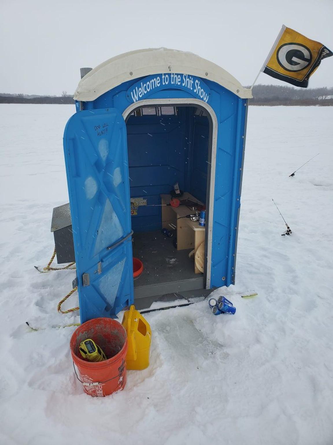 Wisconsin Man Turns Porta-Potty Into Custom Crappie Ice Fishing Shack