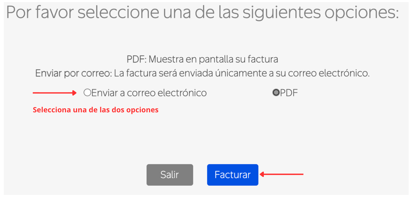 Captura de pantalla portal de facturación Walmart