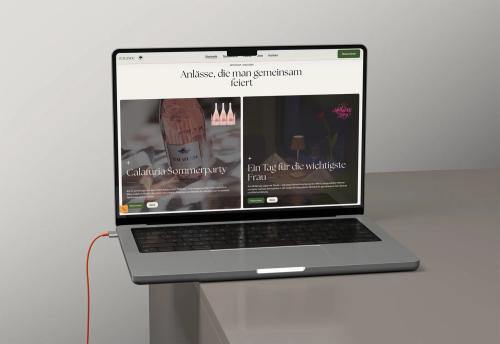 The events page on a laptop