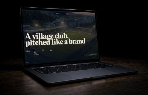 The FC Rotkreuz case study on a laptop, headline A village club, pitched like a brand