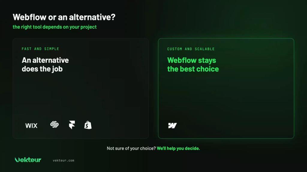 choose between Webflow and its alternatives