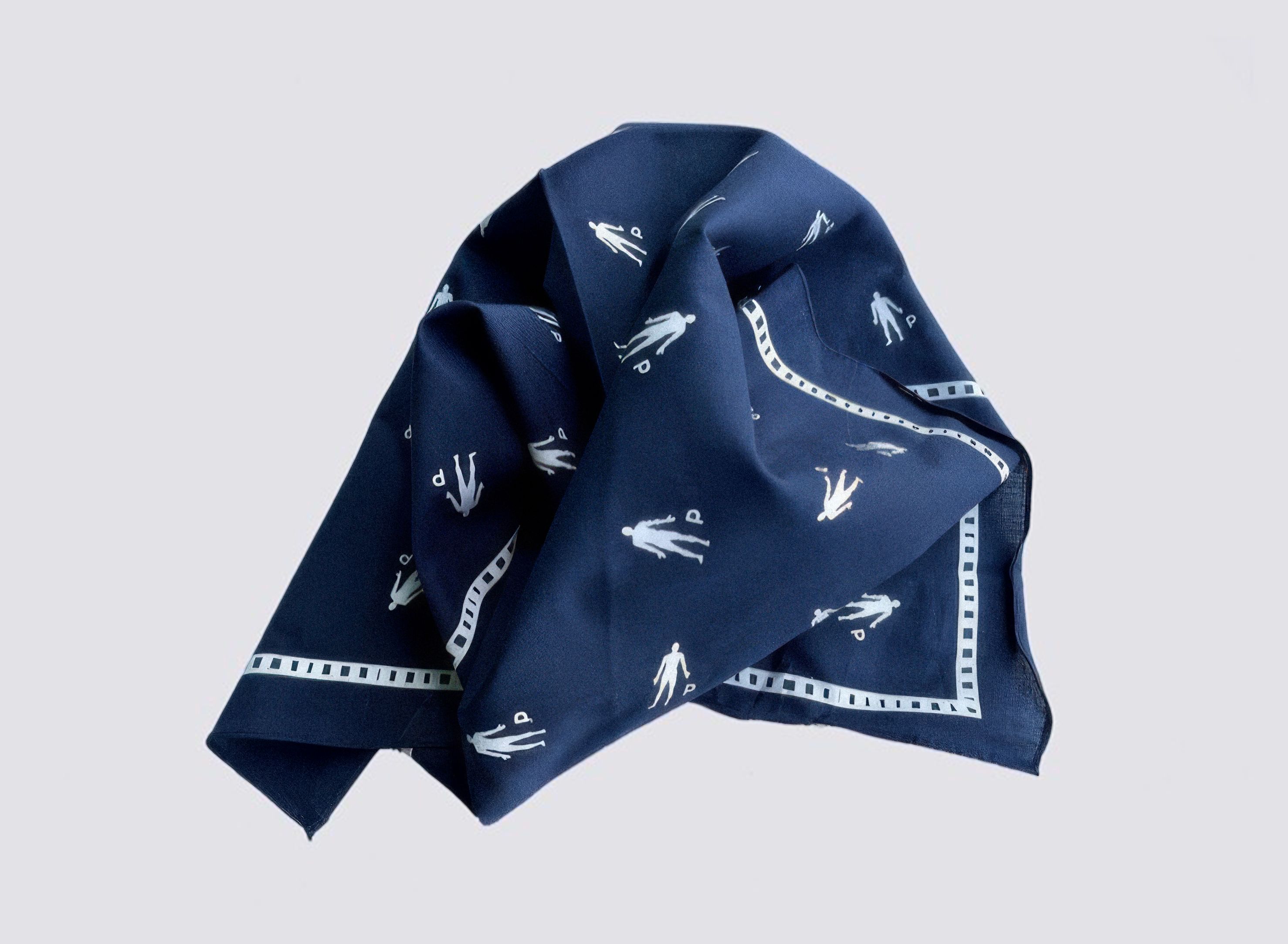 Navy Pinkman bandana printed with a white pattern