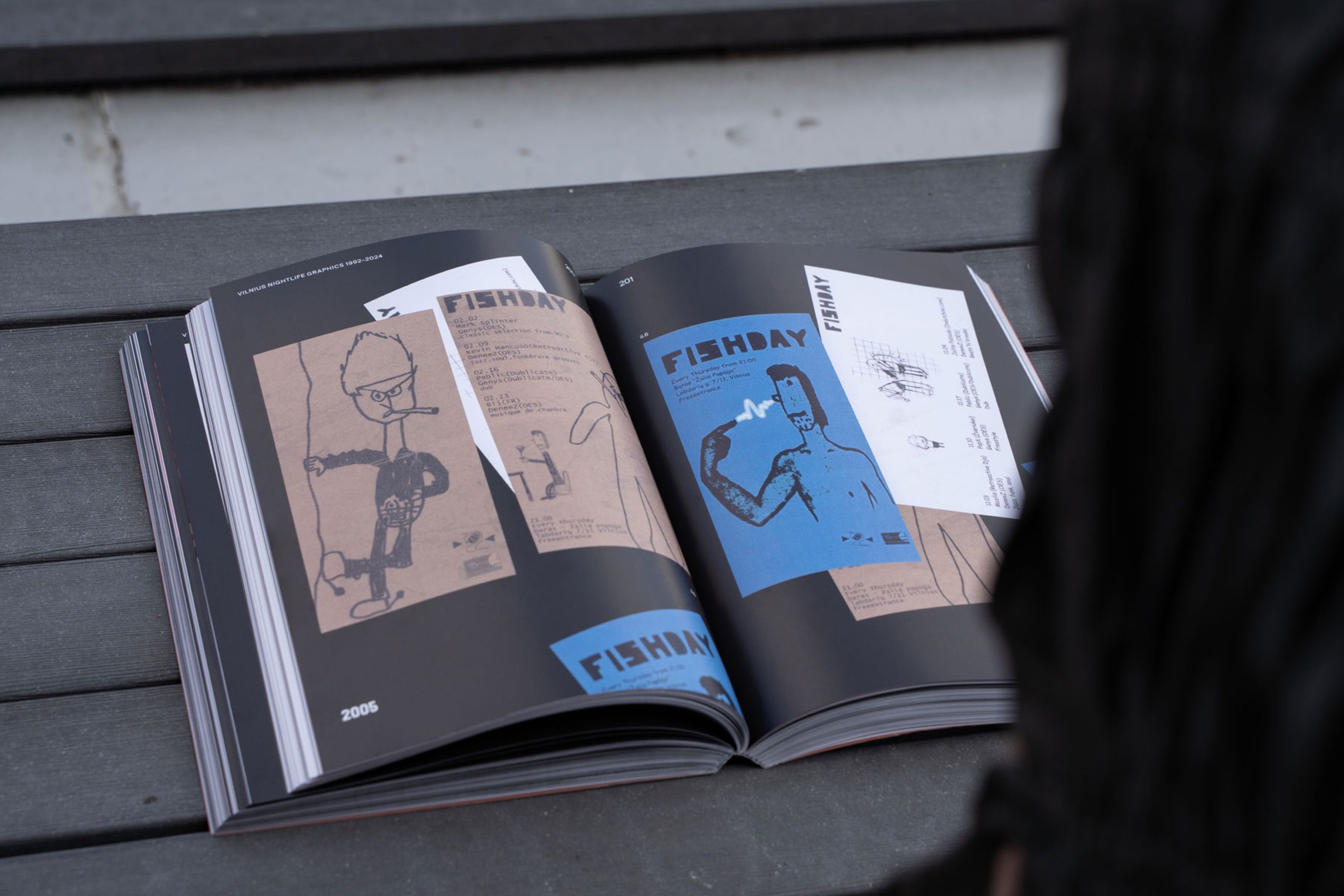 Vilnius Nightlife Graphics spread with Fishbay flyers