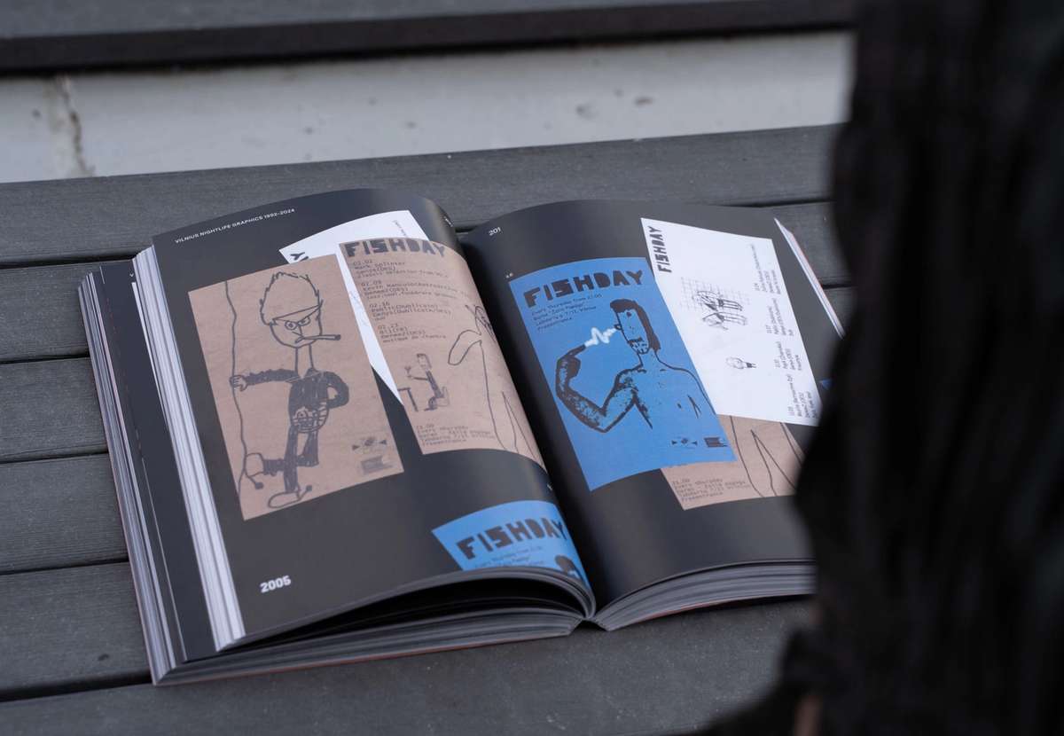 Vilnius Nightlife Graphics spread with Fishbay flyers