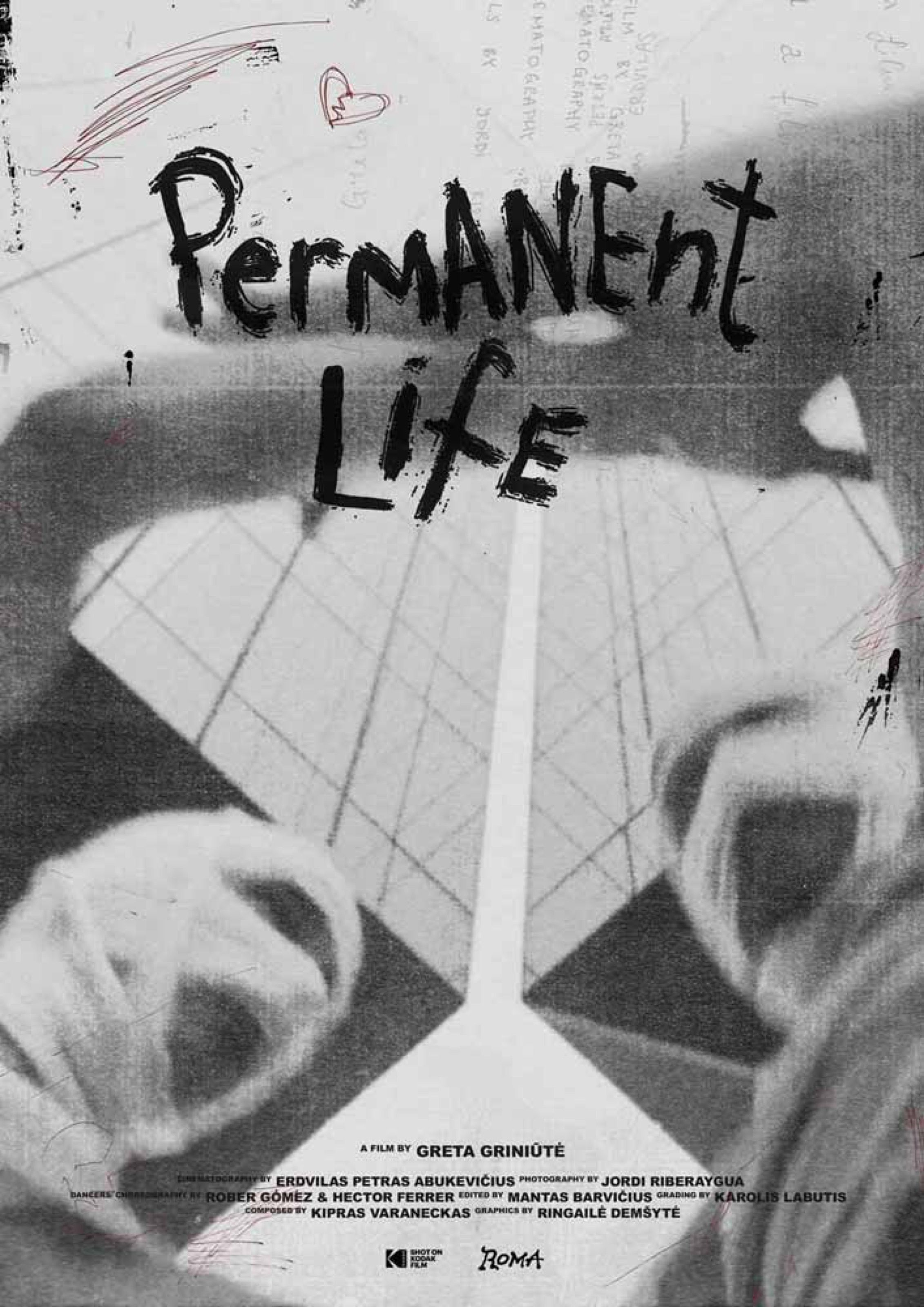 Permanent Life film poster in black and white with hand-drawn title