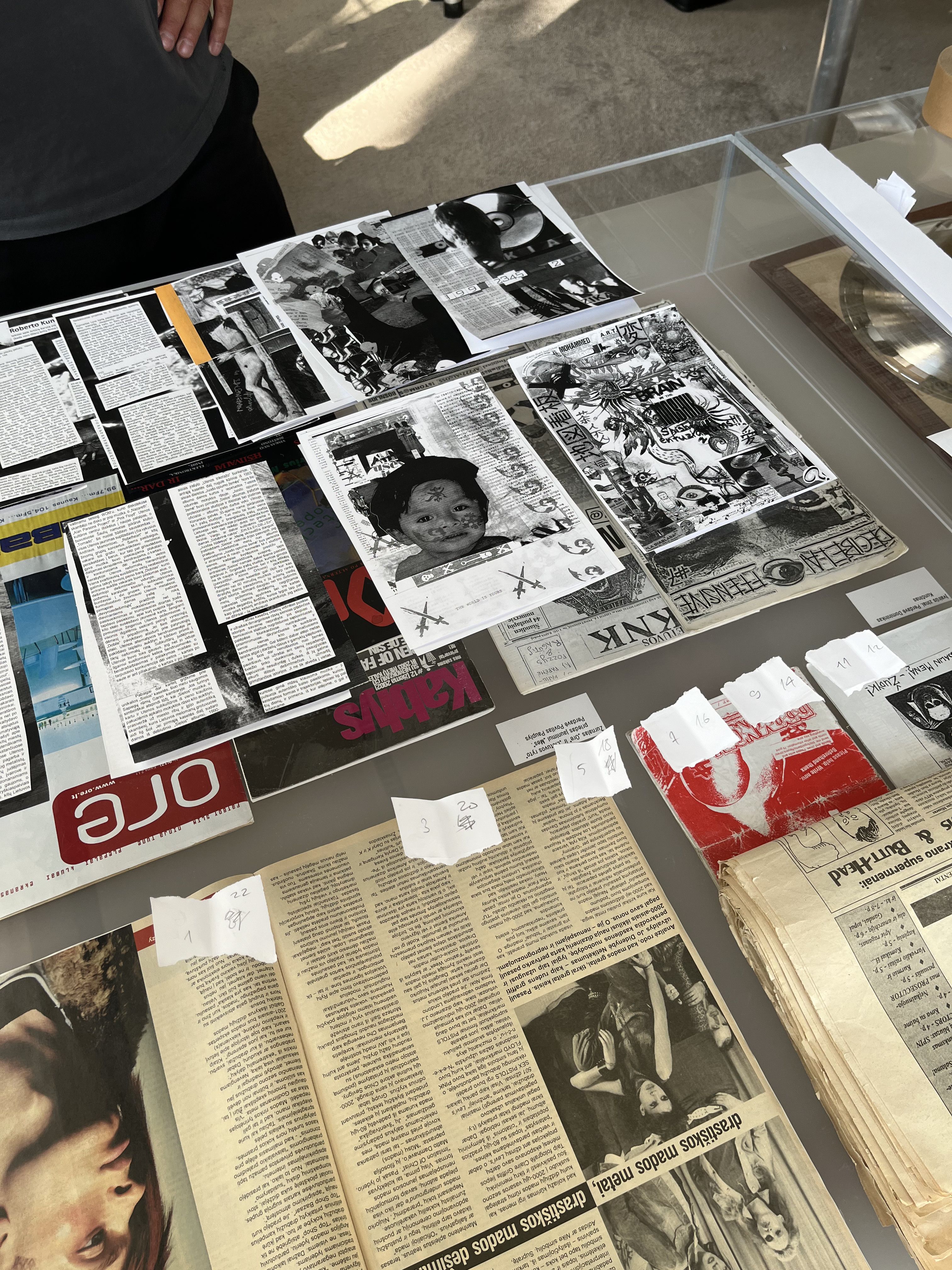 Original 1990s Lithuanian zines in a display case