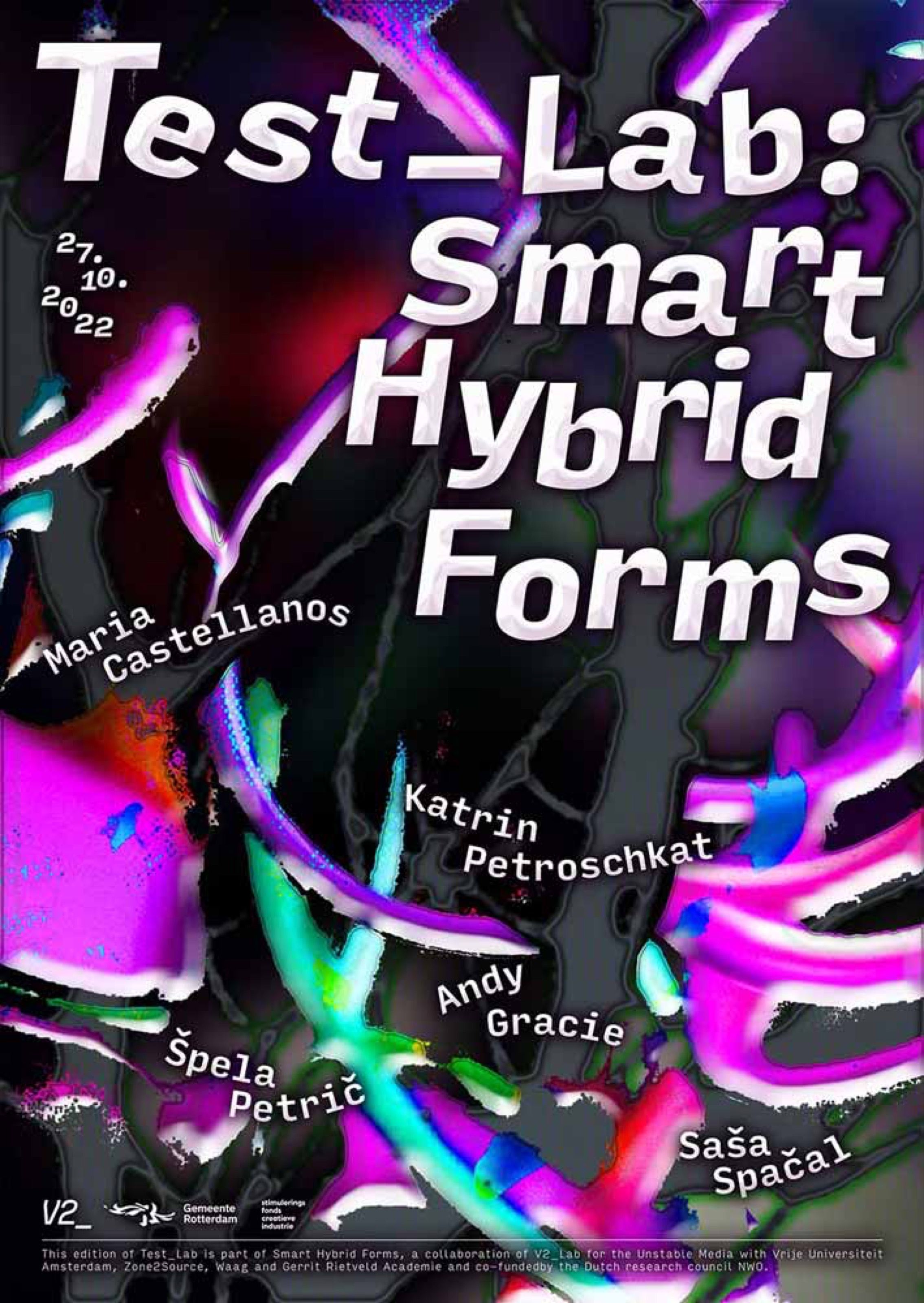 Test_Lab: Smart Hybrid Forms poster with neon liquid textures, V2_