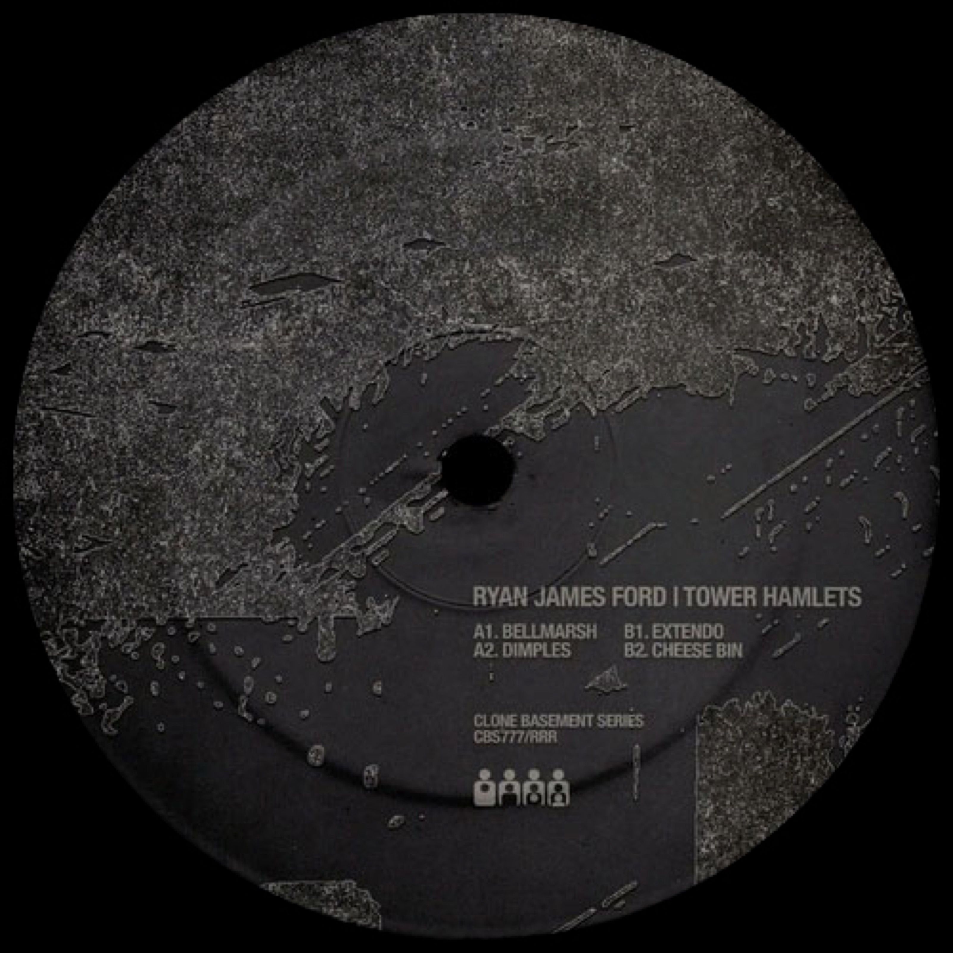 Ryan James Ford Tower Hamlets vinyl label with dark grey texture, Clone