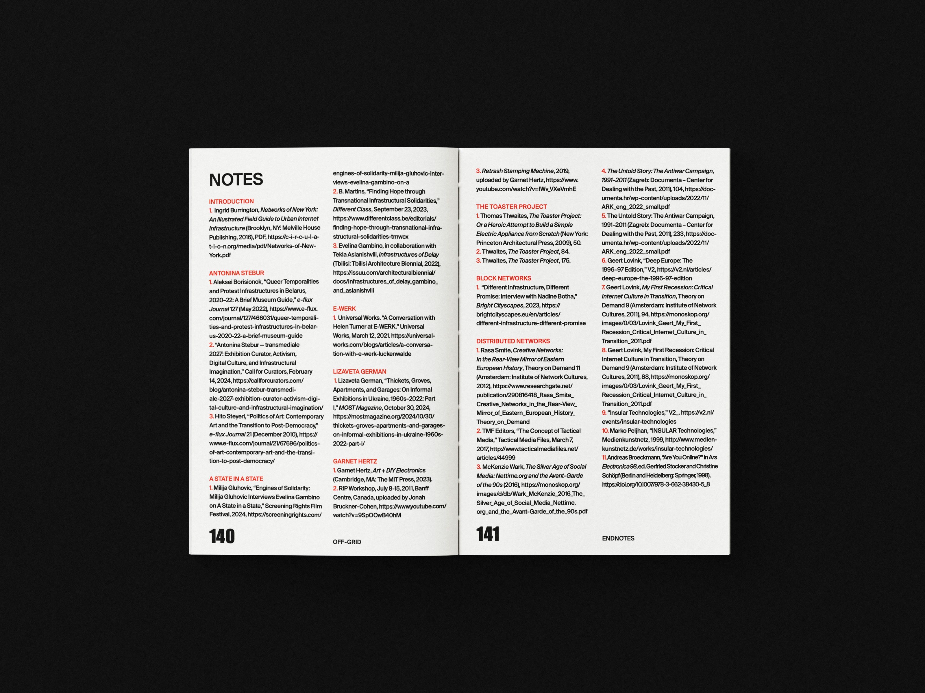 OFF-GRID book notes spread