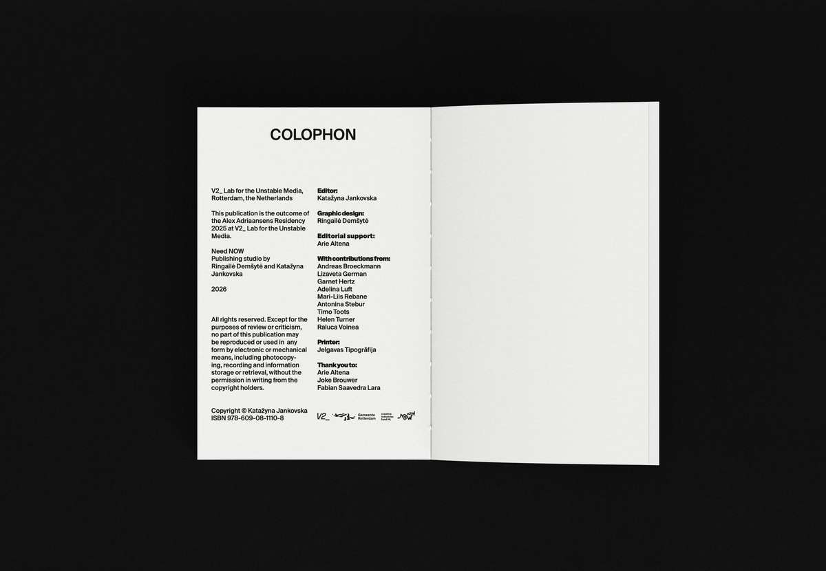 OFF-GRID book colophon page