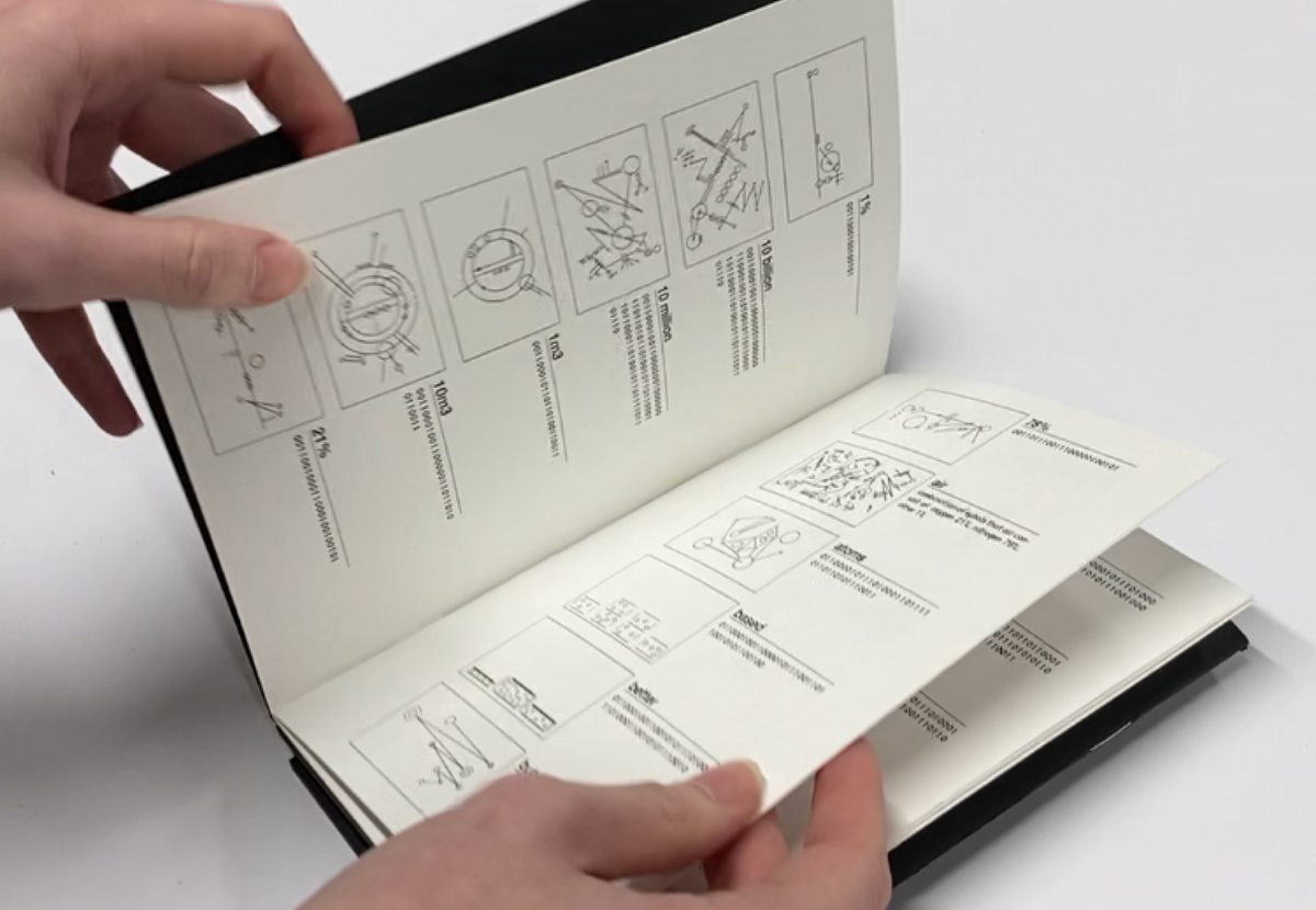Hands flipping through the pages of Universal Explanation of Nothing