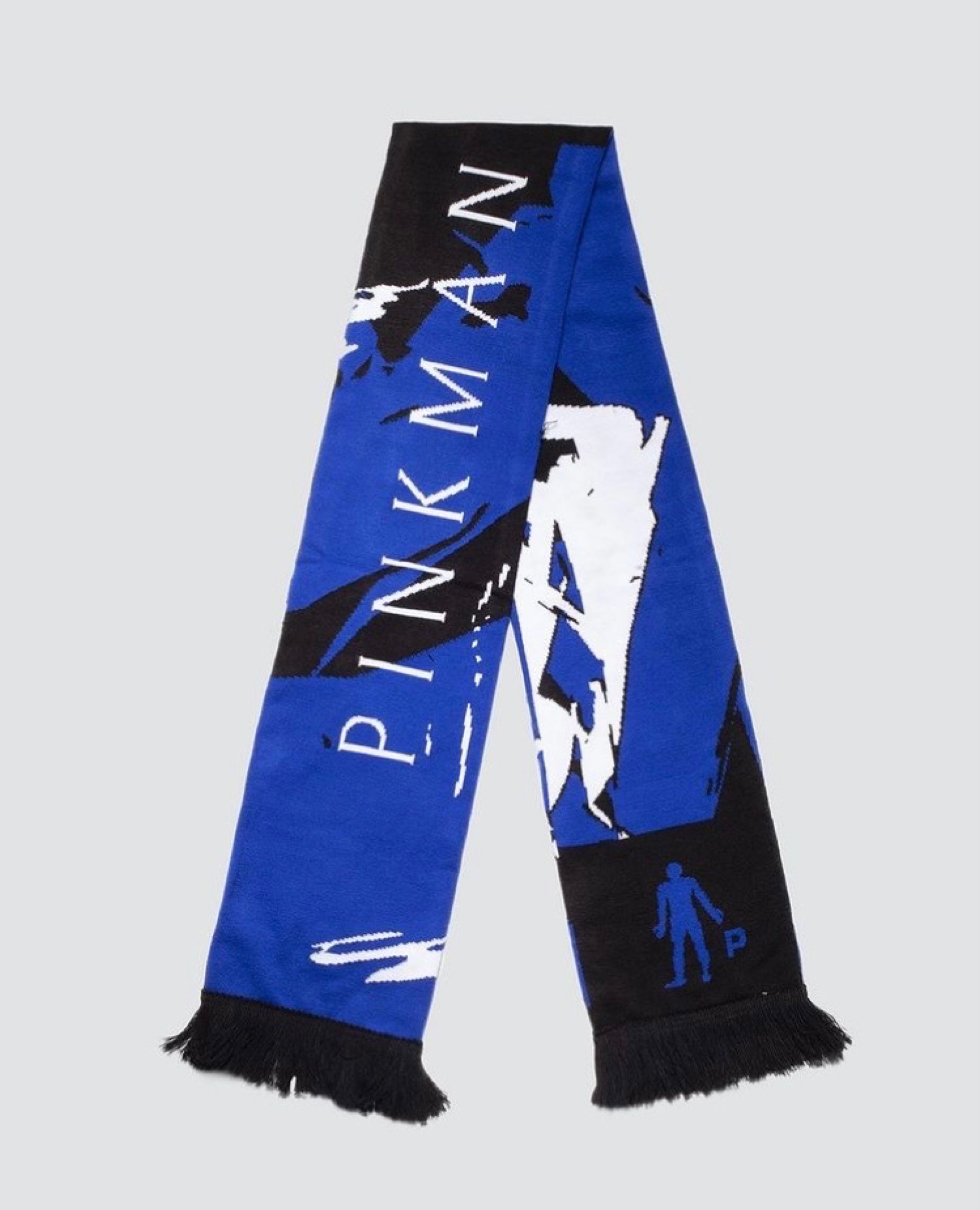 Blue and black Pinkman scarf with white lettering