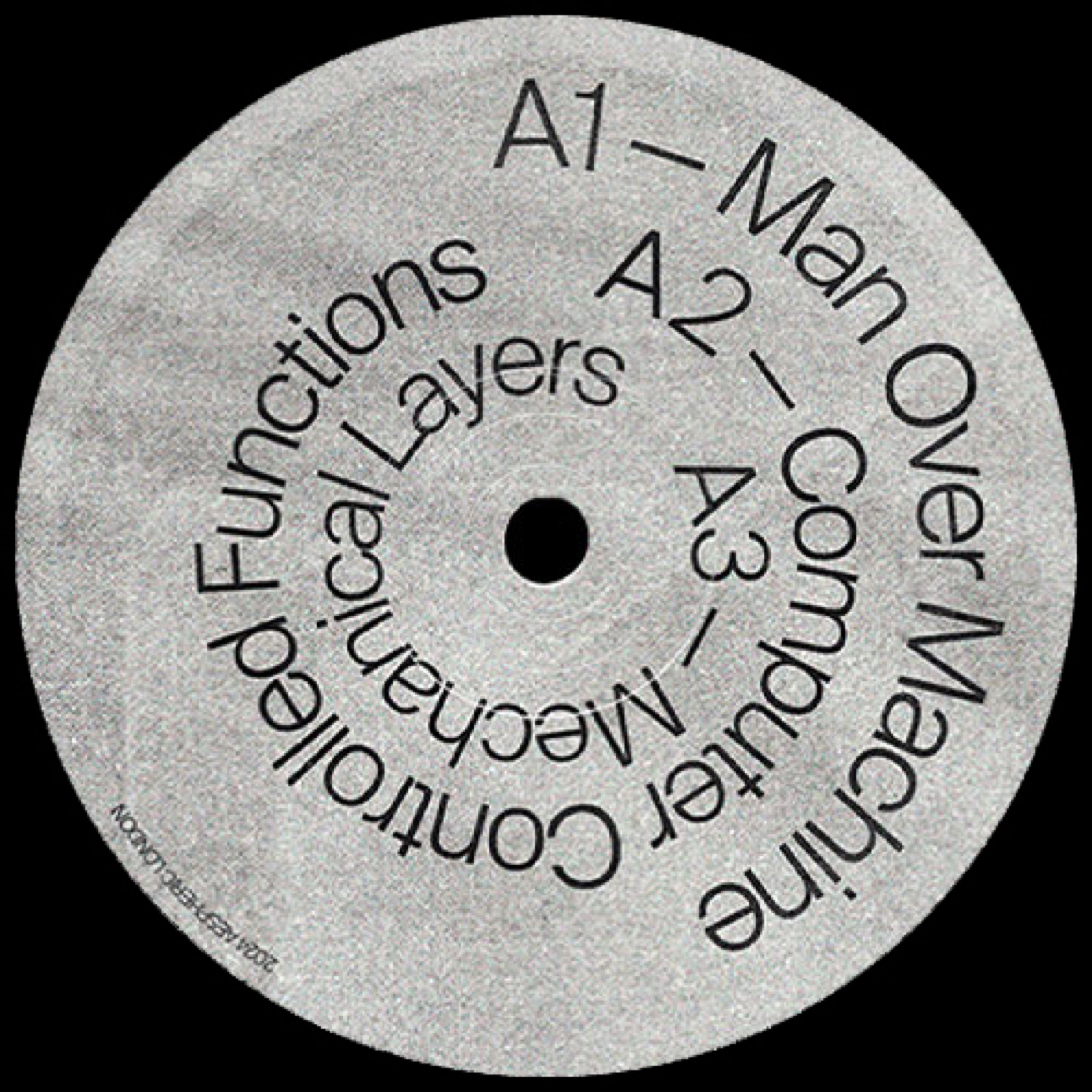 Man Versus Machine vinyl label side A with circular track list