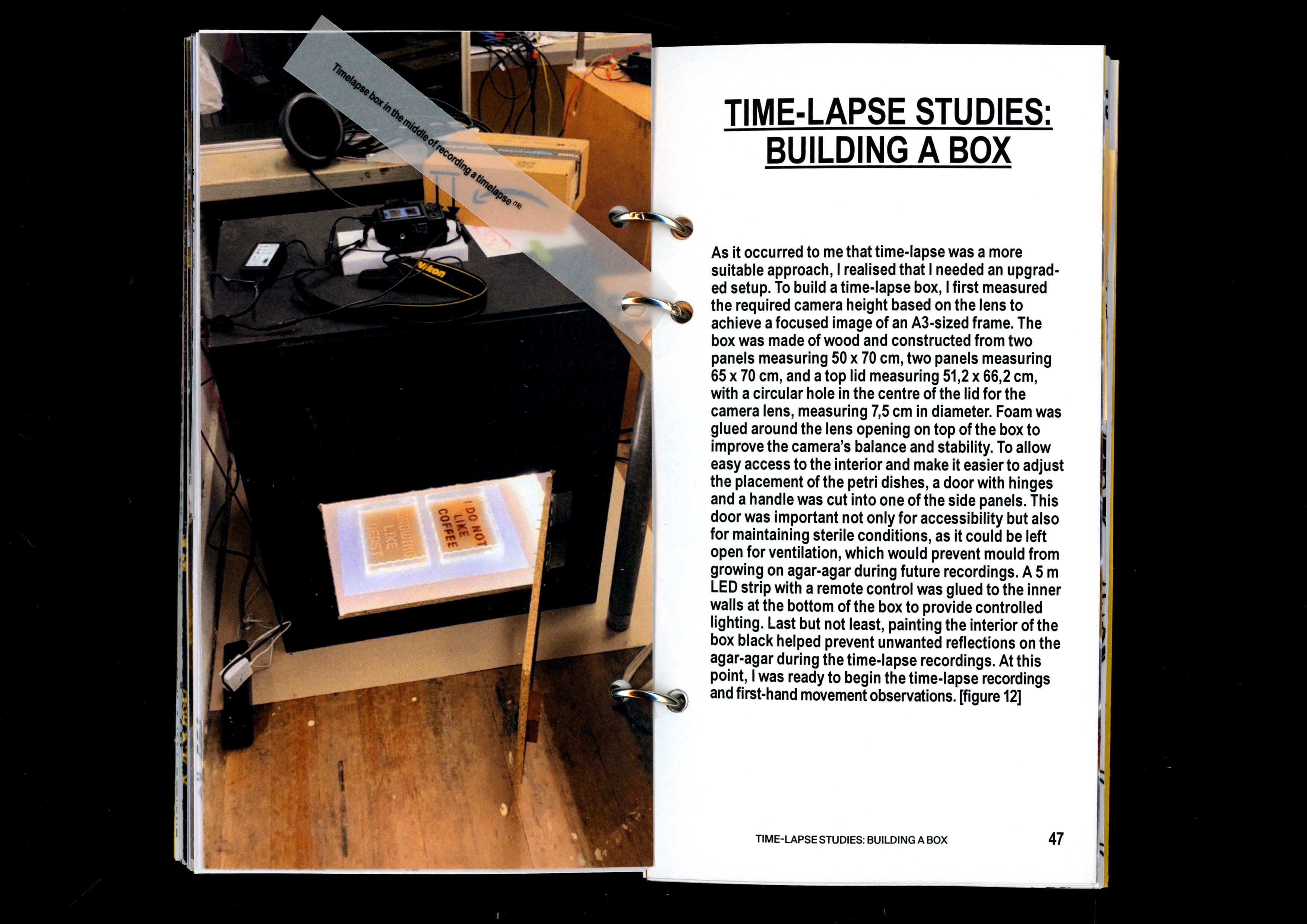 Book spread titled Time-Lapse Studies: Building a Box