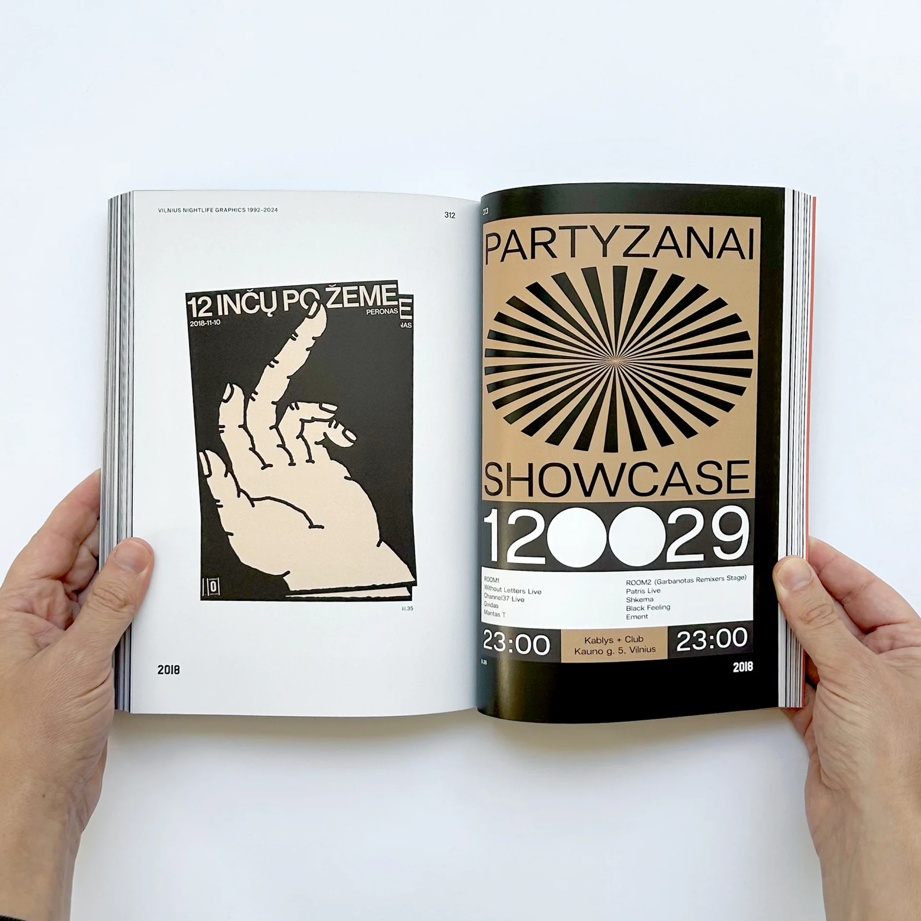 Vilnius Nightlife Graphics spread with Partyzanai Showcase flyers