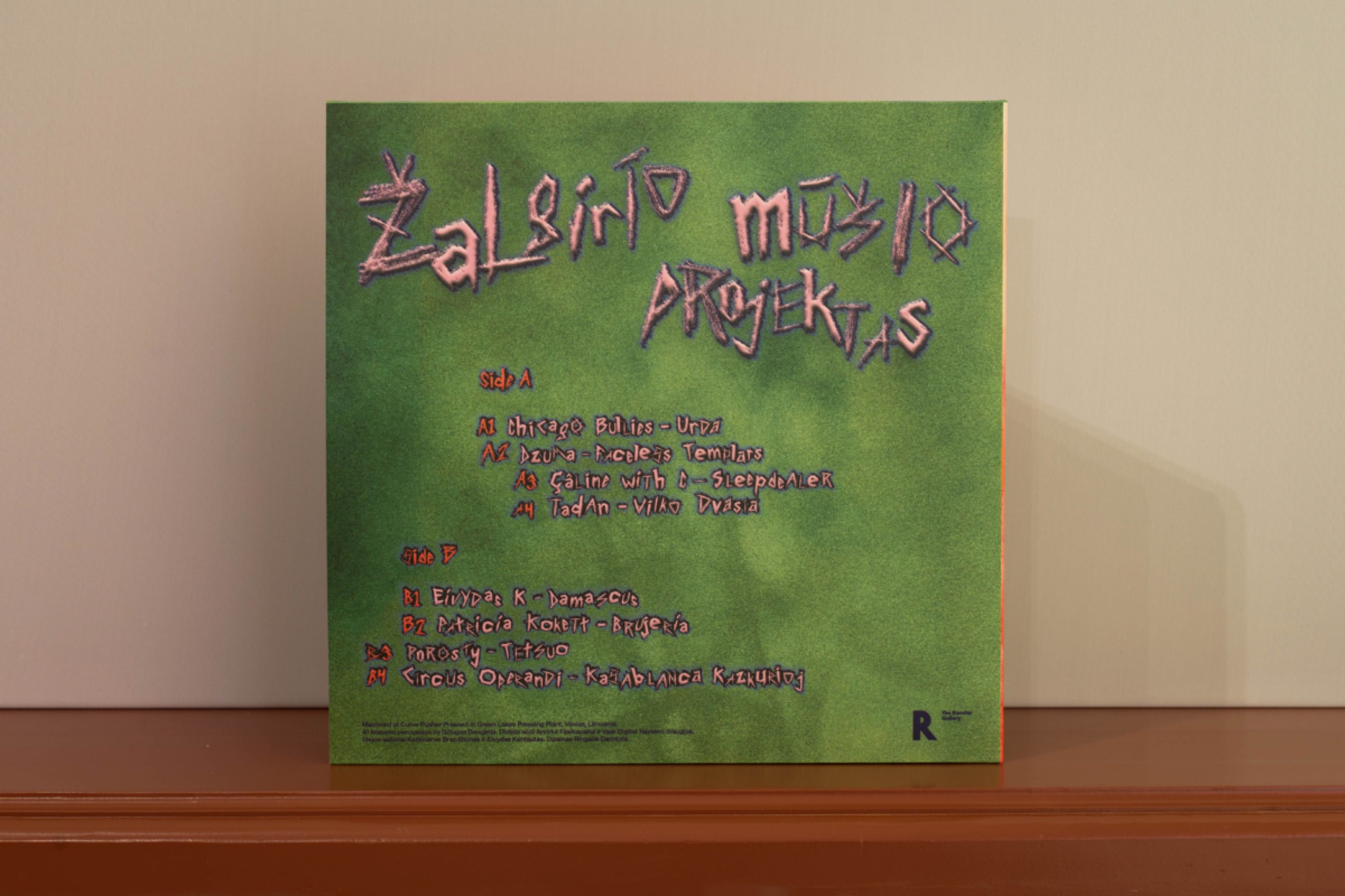 Back of the Žalgiris Battle Project vinyl sleeve with track list