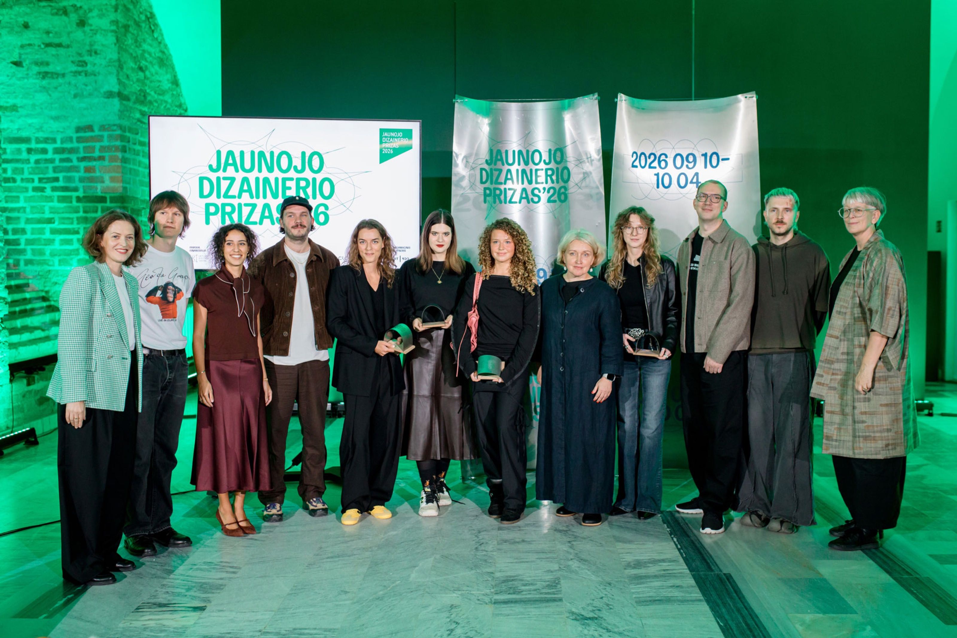 Winners and organisers of the Young Designer Prize (Jaunojo dizainerio prizas) on stage