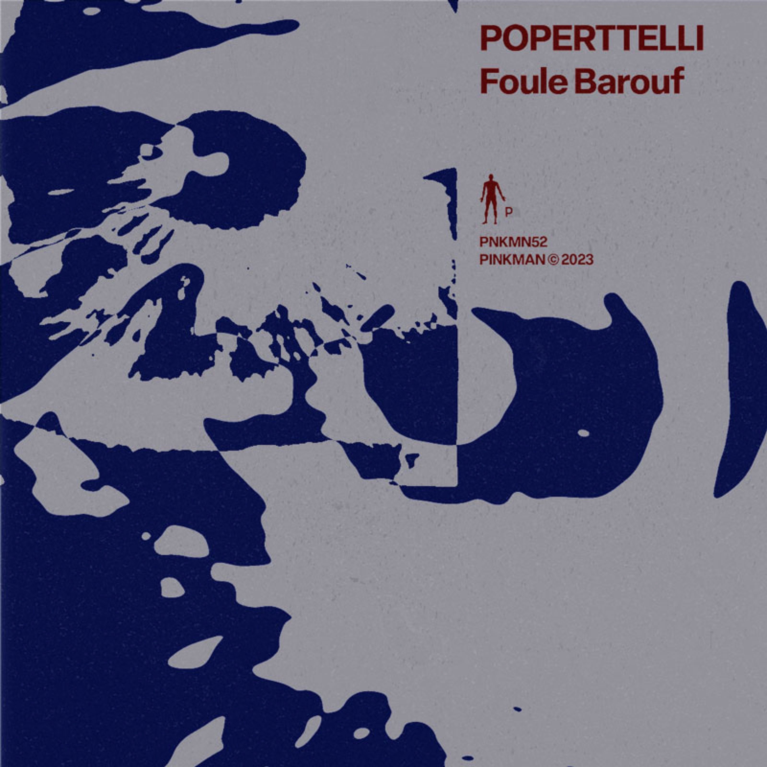 Poperttelli Foule Barouf record cover with a dark blue abstract print, Pinkman