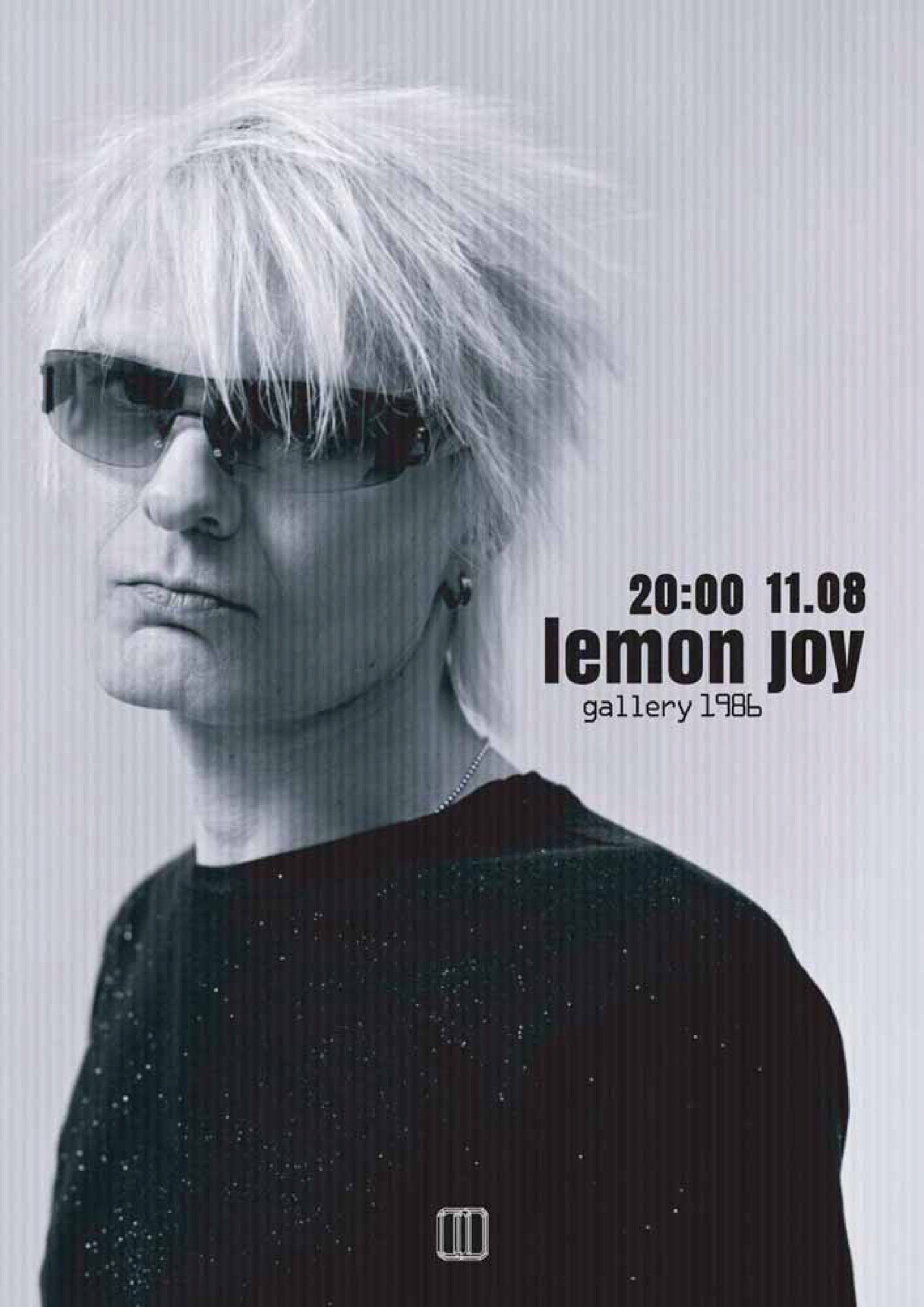 Lemon Joy poster with a portrait of a person in sunglasses, Gallery 1986